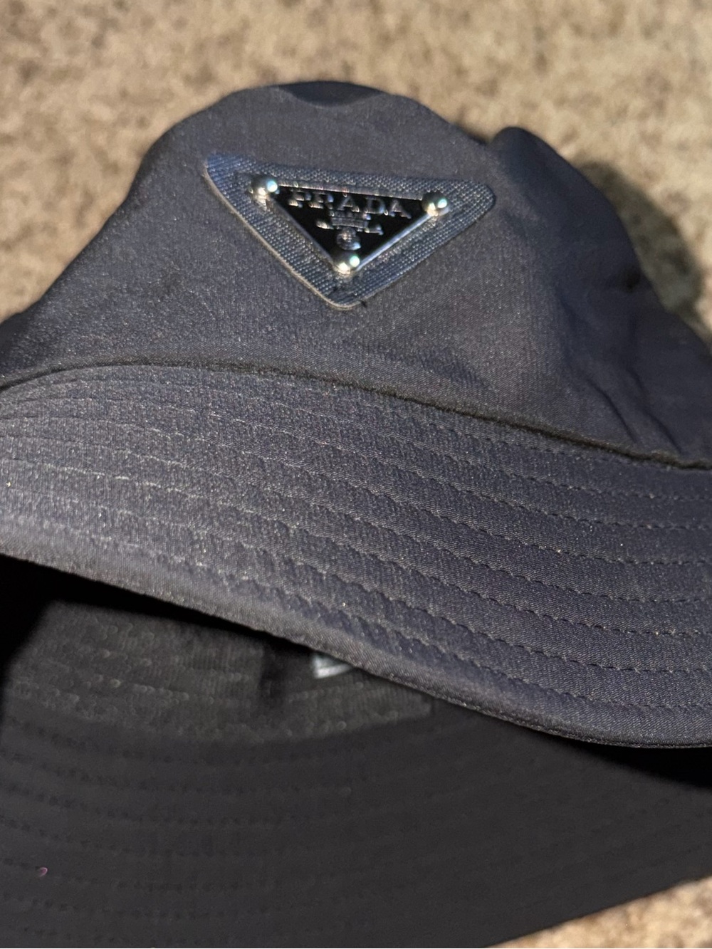 Prada Black Bucket Hat with Triangular Logo - Picture 6 of 6
